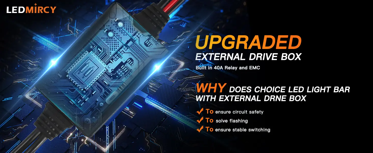 External Drive Box with 40A Relay for LED Light Bar