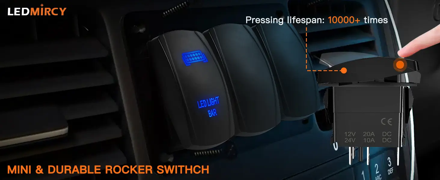 LED Rocker Switch with 10000 Press Lifespan