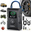 LEDMIRCY T2 Portable Tire Inflator – 160PSI, 12V DC Auto Pump, LED Light, Cordless, Digital Pressure Gauge for Car, Bike, Truck, and Emergency Road Use