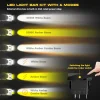 LEDMIRCY LED Light Bar Kit showing 6 lighting modes including 6500K white beam, 3500K amber beam, and White & Amber combo