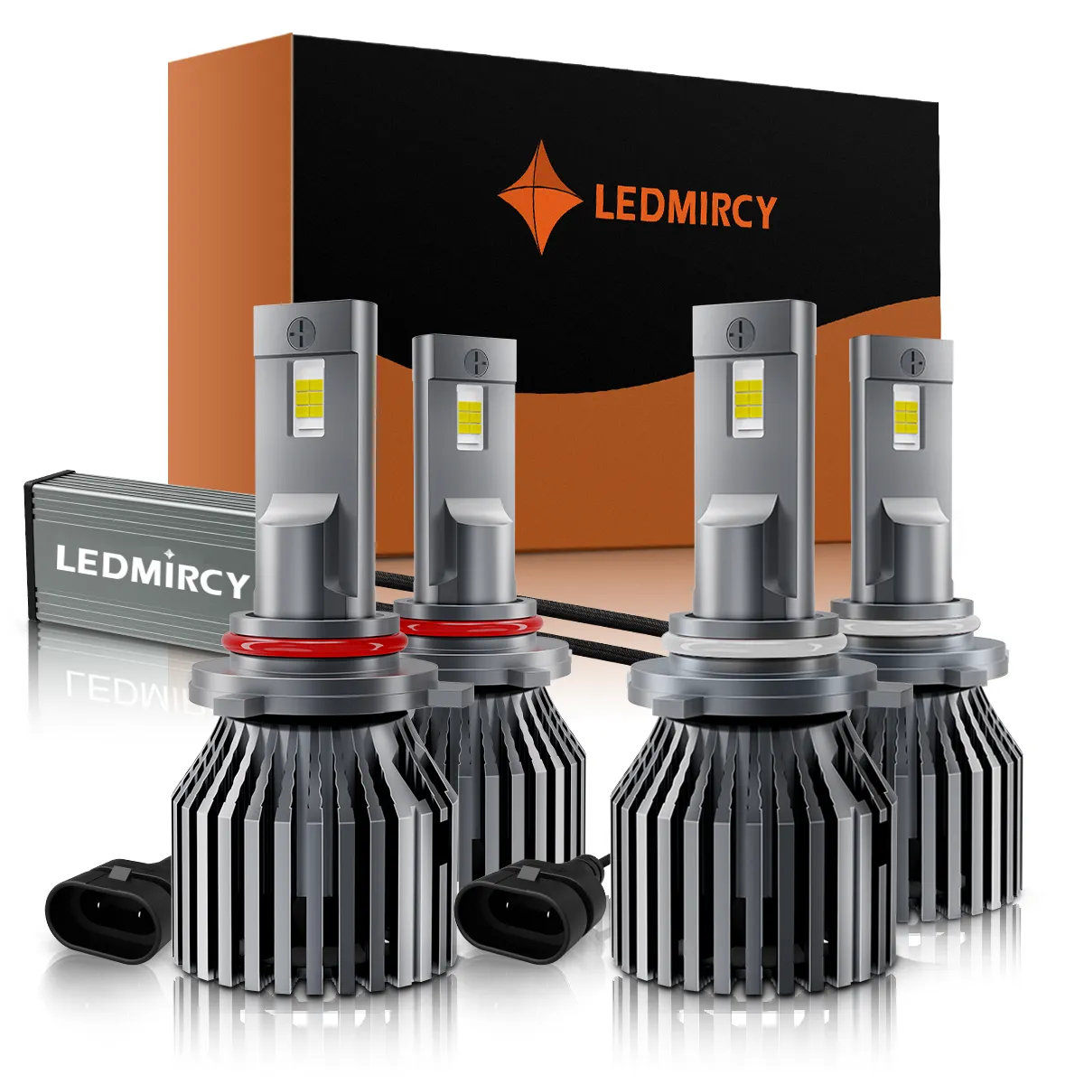 LEDMIRCY A1 Series 9005 9006 LED headlight bulbs combo kit, 65W super bright 6500K xenon white, IP68 waterproof plug and play, double square copper cooling 90000hrs lifespan
