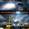 LEDMIRCY LED light bar applied to various vehicles, including off-road SUVs, excavators, tractors, pickup trucks, and UTVs, demonstrating wide compatibility